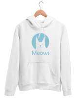 Kedi - Cat - Meows - Miyav Beyaz Unisex Kapşonlu Sweatshirt - Thumbnail