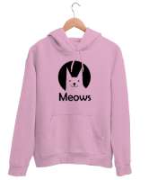 Kedi - Cat - Meows - Miyav Pembe Unisex Kapşonlu Sweatshirt - Thumbnail