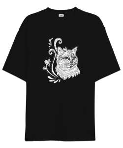 Kedi - Cat Siyah Oversize Unisex Tişört