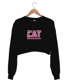 kedi crop Kadın Crop Sweatshirt