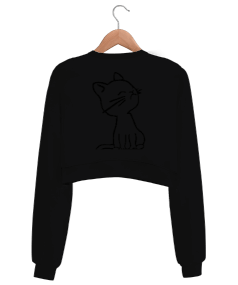 kedi crop Kadın Crop Sweatshirt