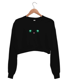 Kedi gözü Kadın Crop Sweatshirt