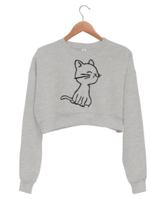 Kedi Kadın Crop Sweatshirt