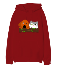 Kedi köpek Oversize Unisex Kapüşonlu Sweatshirt