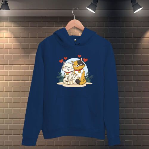 Sevgili Kediler Erkek Kapüşonlu Sweatshirt