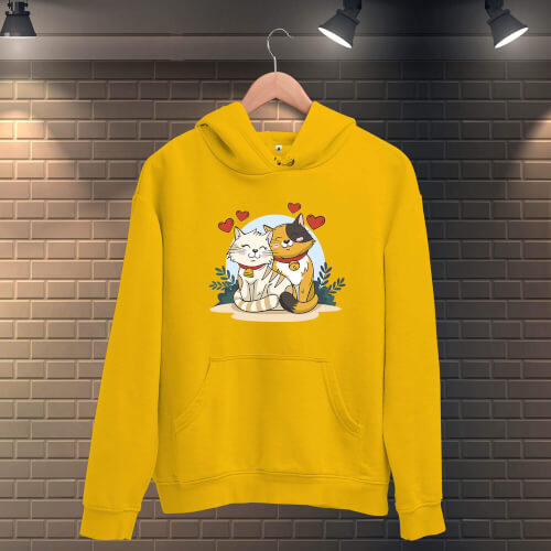 Sevgili Kediler Erkek Kapüşonlu Sweatshirt