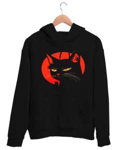 Kedi Siyah Unisex Kapşonlu Sweatshirt