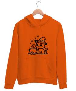 Kedi Turuncu Unisex Kapşonlu Sweatshirt