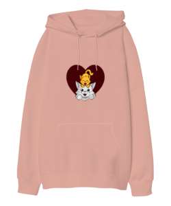 KEDİCİK Yavru Ağzı Oversize Unisex Kapüşonlu Sweatshirt