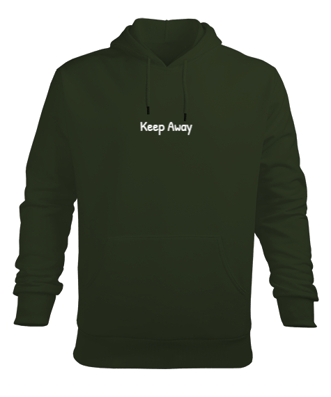 Keep Away Haki Yeşili Erkek Kapüşonlu Hoodie Sweatshirt