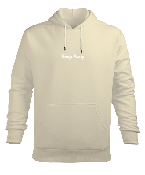 Keep Away Krem Erkek Kapüşonlu Hoodie Sweatshirt