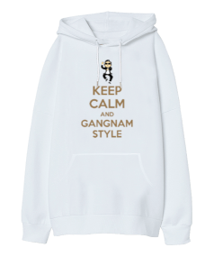 Keep Calm And Gangnam Style Oversize Unisex Kapüşonlu Sweatshirt