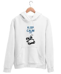 Keep Calm And Sleeping - Sakin Olun ve Uyuyun Beyaz Unisex Kapşonlu Sweatshirt