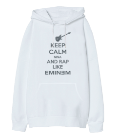 Keep Calm Eminem Oversize Unisex Kapüşonlu Sweatshirt