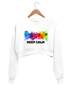 KEEP CALM temalı Kadın Crop Sweatshirt