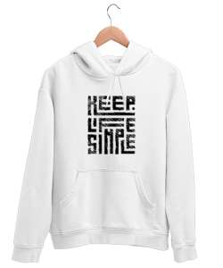 KEEP IT SIMPLE Beyaz Unisex Kapşonlu Sweatshirt