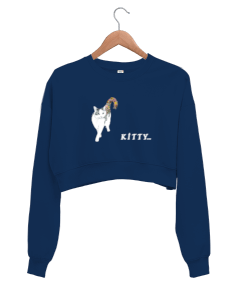 KEİCİK LACİVERT CROP SWEAT Kadın Crop Sweatshirt