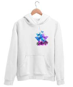 Kelebek butterfly Beyaz Unisex Kapşonlu Sweatshirt