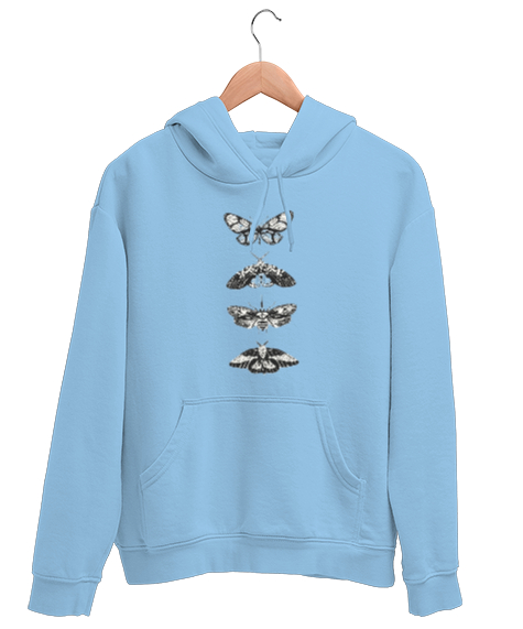 Tisho - Kelebek Buz Mavisi Unisex Kapşonlu Sweatshirt