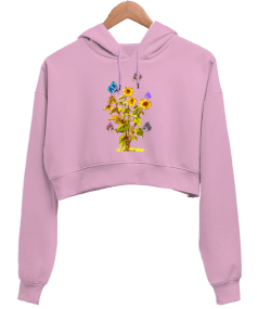 kelebek Kadın Crop Hoodie Kapüşonlu Sweatshirt