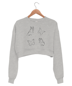 Kelebek Kadın Crop Sweatshirt