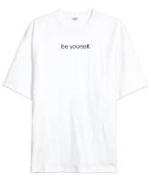 Kendin Ol - Be Yourself - Slogan Beyaz Oversize Unisex Tişört - Thumbnail