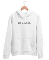 Kendin Ol - Be Yourself - Slogan Beyaz Unisex Kapşonlu Sweatshirt - Thumbnail