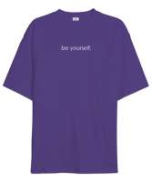 Kendin Ol - Be Yourself - Slogan Mor Oversize Unisex Tişört - Thumbnail