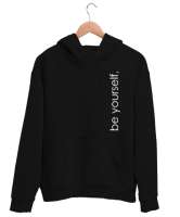 Kendin Ol - Be Yourself - Slogan Siyah Unisex Kapşonlu Sweatshirt - Thumbnail