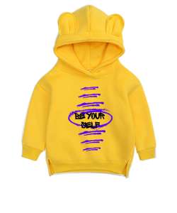 Kendin ol yazılı tasarım Sarı Unisex Çocuk Ayı Hoodie Kapşonlu