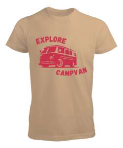 Keşfet Karavan ve Kamp Sevdalıları Özel Tasarım Camel Erkek Tişört