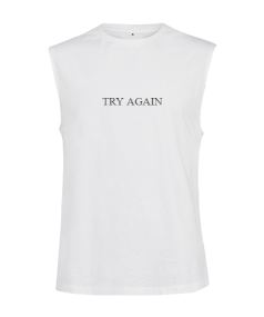 Kesik kol unisex Try Again T-Shirt Kesik Kol Unisex Tişört