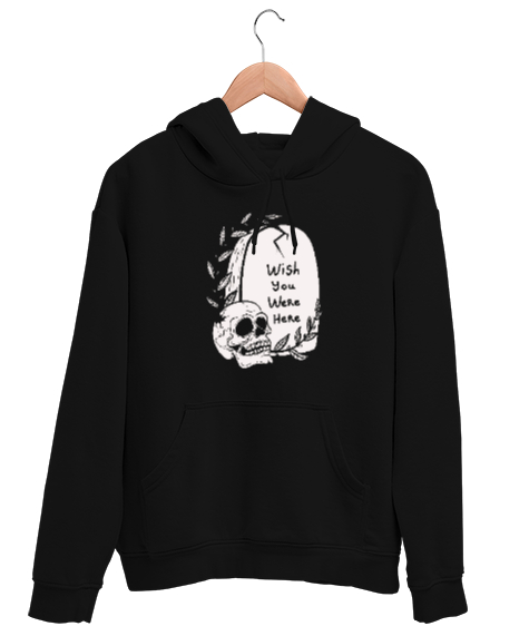 Tisho - Keşke Burada Olsaydın - Kafatası, Skull Siyah Unisex Kapşonlu Sweatshirt