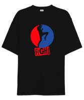 Kickboxing - Fight - Kick Box Siyah Oversize Unisex Tişört - Thumbnail