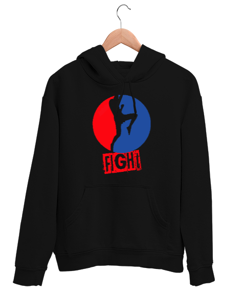 Tisho - Kickboxing - Fight - Kick Box Siyah Unisex Kapşonlu Sweatshirt