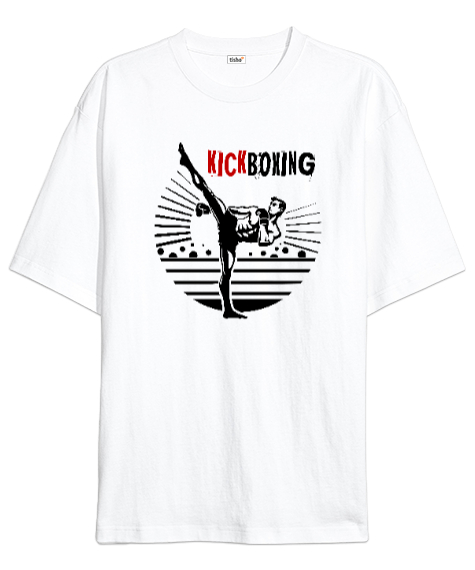 Tisho - Kickboxing - Fight - Kick Box v2 Beyaz Oversize Unisex Tişört