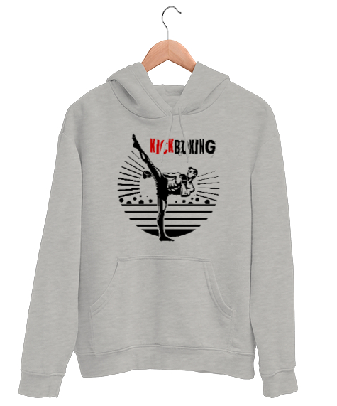 Tisho - Kickboxing - Fight - Kick Box v2 Gri Unisex Kapşonlu Sweatshirt