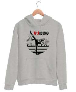 Kickboxing - Fight - Kick Box v2 Gri Unisex Kapşonlu Sweatshirt