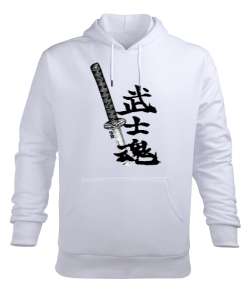 KILIÇ KANJİ Beyaz Erkek Kapüşonlu Hoodie Sweatshirt