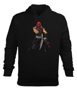 Kılıçlı savaşcı Siyah Erkek Kapüşonlu Hoodie Sweatshirt