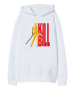 Kill Bill Beyaz Oversize Unisex Kapüşonlu Sweatshirt