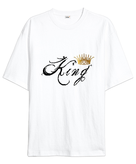 King Beyaz Oversize Unisex Tişört