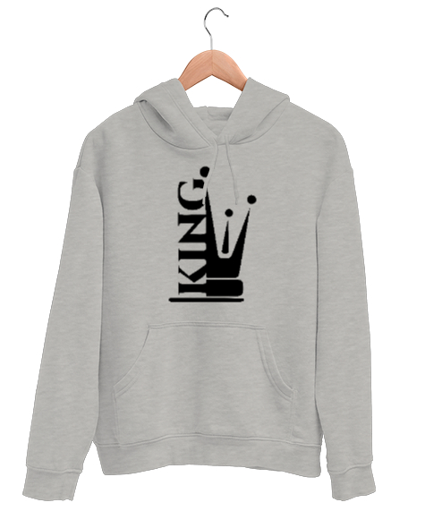 Tisho - King - Kral V5 Gri Unisex Kapşonlu Sweatshirt