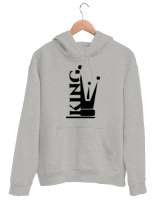 King - Kral V5 Gri Unisex Kapşonlu Sweatshirt - Thumbnail