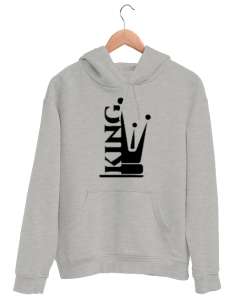 King - Kral V5 Gri Unisex Kapşonlu Sweatshirt