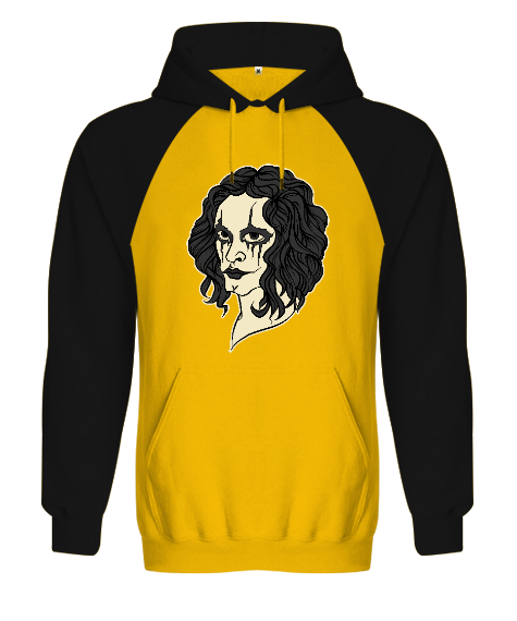 KİNG MAN Sarı/Siyah Orjinal Reglan Hoodie Unisex Sweatshirt