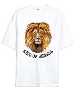 King of Jungle Beyaz Oversize Unisex Tişört