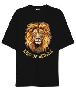 King of Jungle Siyah Oversize Unisex Tişört