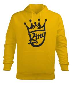 KING Sarı Erkek Kapüşonlu Hoodie Sweatshirt