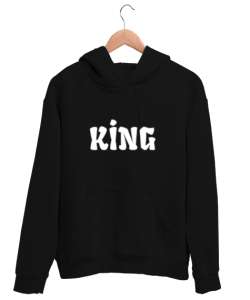 KİNG YAZI BASKILI SWEATSHİRT Siyah Unisex Kapşonlu Sweatshirt